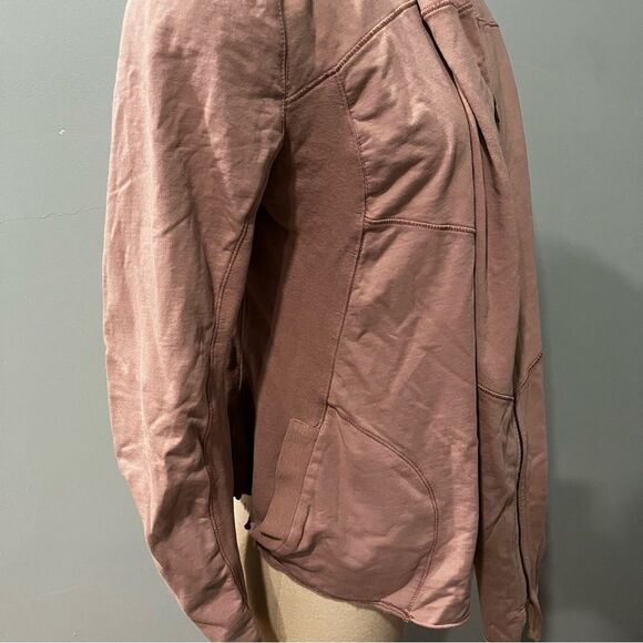 Anthropologie Pure + Good Blush Pink Draped Zip Front Cardigan Size Small - Picture 4 of 8
